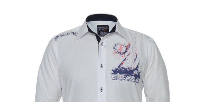 Pánská bílá košile s potiskem lodi Giorgio di Mare
