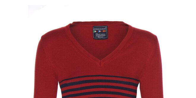 Dámský červený svetr s proužky Giorgio di Mare