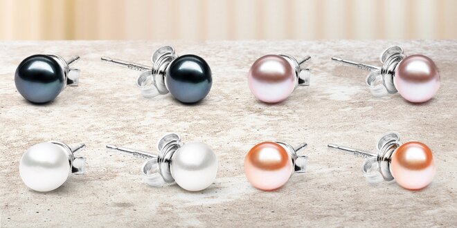 Stříbrné putezové náušnice s perlami v 5 barvách