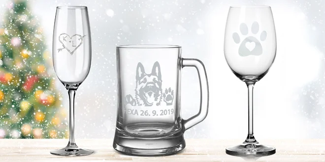 Skleničky na víno, sekt i pivo s vlastním motivem