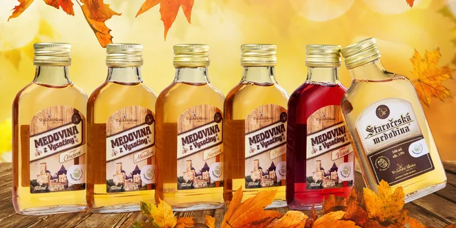 Degustační set 6 zlatavých medovin z Vysočiny