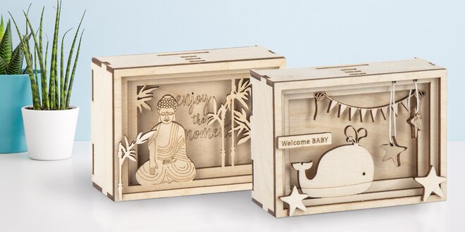 Dřevěná 3D stavebnice: dárková krabička či pokladnička