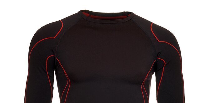 Pánské černé termo tričko Iguana s červenými detaily