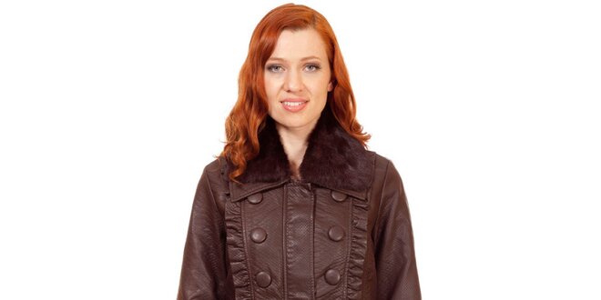 Dámský hnědý kabát s kožešinkou Rosalita McGee