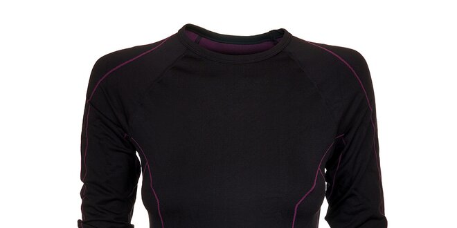 Dámské černé termo tričko Iguana s fialovými detaily