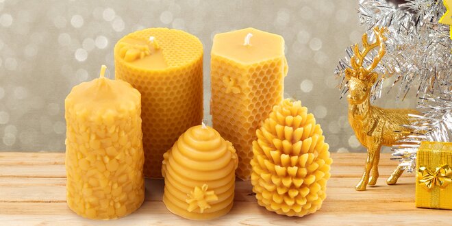 Svíčky ze 100% včelího vosku: 1 nebo 4