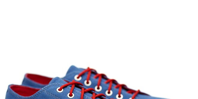Pánské nízké modré tenisky s červeným tkaničkami Shoe the Bear