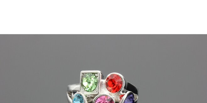 Dámský stříbrný prsten Swarovski s barevnými krystaly