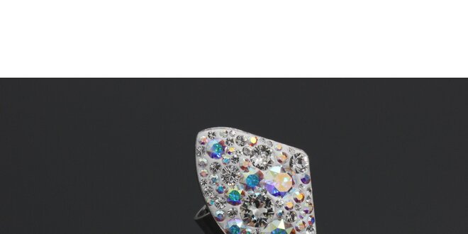 Dámský stříbrný prsten Swarovski s duhovými krystaly