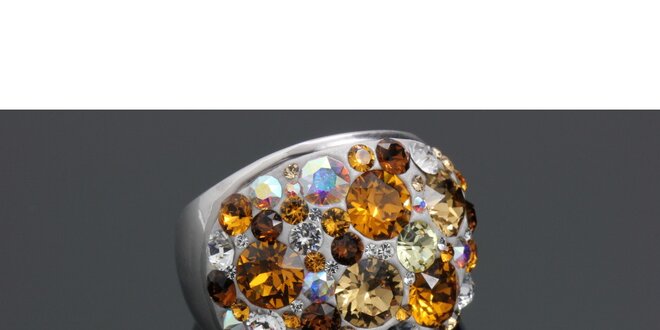 Dámský prsten Swarovski s hnědými krystaly