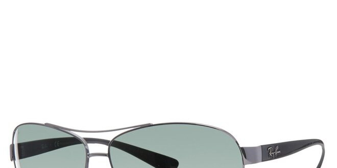 Ocelově šedé sluneční brýle Ray-Ban se zelenými skly