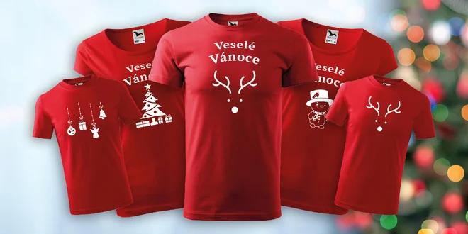 Červená vánoční trika pro celou rodinu: 4 varianty