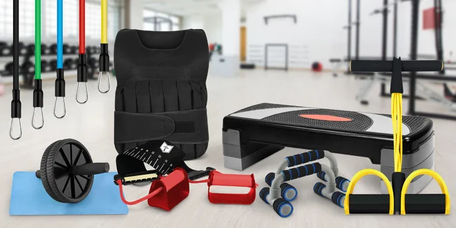 Pomůcky na cvičení: závaží, expandery i steppery