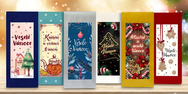 Vánoční balíček 6 sypaných čajů s krásnými etiketami