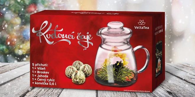 Set 4 prémiových kvetoucích čajů s konvičkou