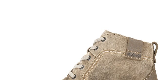 Pánské béžovo-hnědé semišové kotníkové boty Clarks