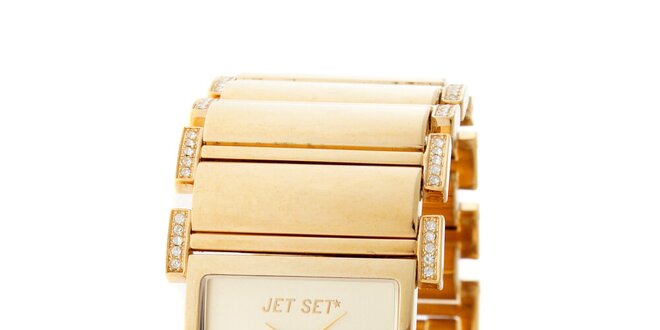 Dámské zlaté náramkové hodinky Jet Set s kamínky