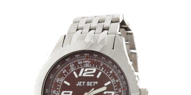 Pánské ocelové hodinky Jet Set s černo-hnědým ciferníkem