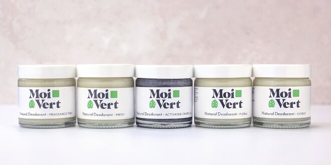 100% přírodní deodoranty Moi Vert bez hliníku