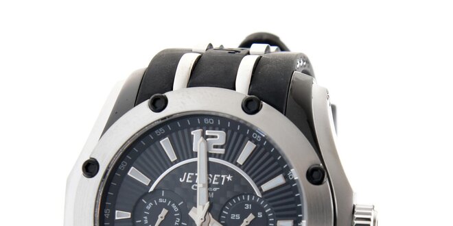 Ocelové hodinky Jet Set s černým silikonovým páskem