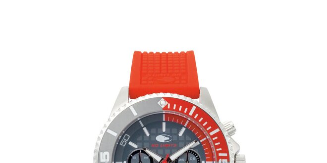 Šedo-červené analogové hodinky s minerálním sklíčkem No Limits