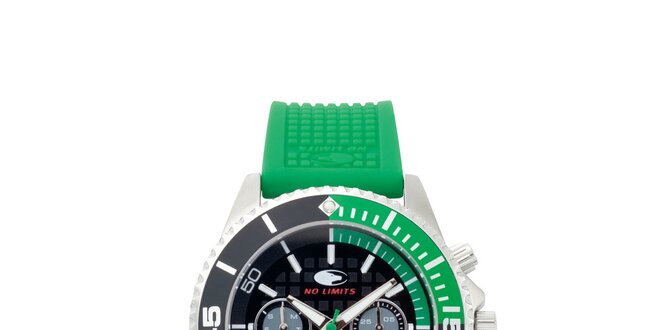 Zeleno-černé analogové hodinky s minerálním sklíčkem No Limits