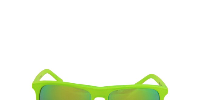 Neonově zelené hranaté sluneční brýle No Limits se zrcadlovými sklíčky