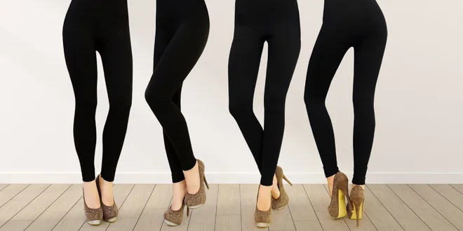 Černé zateplené termolegíny s kožíškem: M/L a XL/XXL