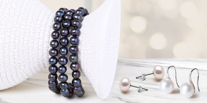 Krásné náramky a náušnice z přírodních perel