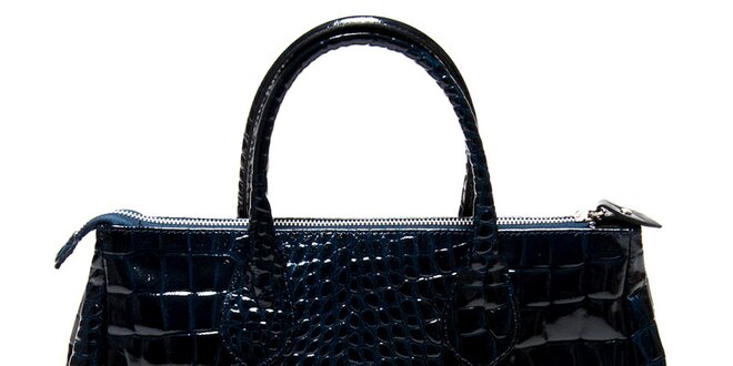 Dámská lesklá modrá kabelka Roberta Minelli s motivem hadí kůže