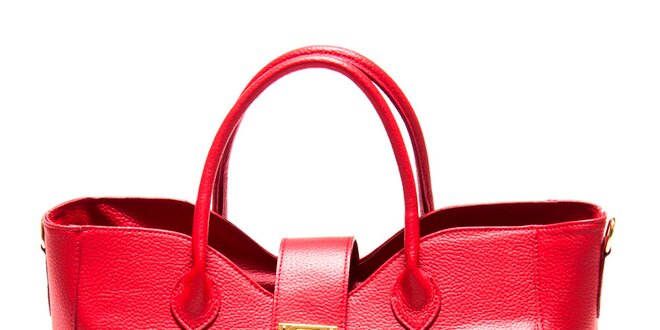 Dámská červená hranatá kabelka se zámečkem Roberta Minelli