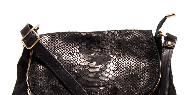 Dámská černá kabelka s hadím vzorem Roberta Minelli