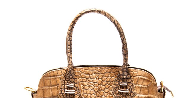 Dámská béžová kabelka Roberta Minelli s motivem hadí kůže
