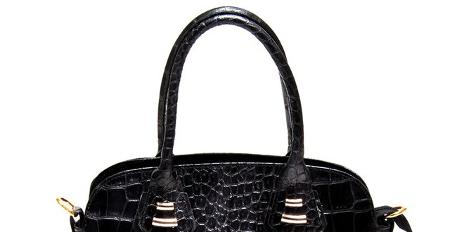 Dámská černá kabelka Roberta Minelli s motivem hadí kůže