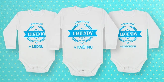 Dětská body s vtipnými nápisy podle měsíce narození