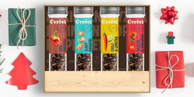 Dárkový set křupavých cvrčků ve zkumavkách: 4 chutě