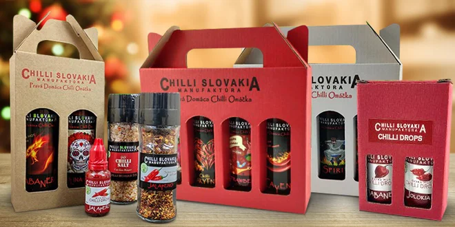 100% přírodní chilli omáčky, kapky, sůl i dárkové sety