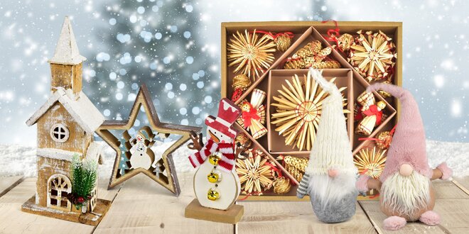 Vánoční dekorace: dřevěné, slaměné, textilní i svítící