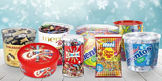 Obří boxy cukrovinek: Mentos, Chupa Chups i Milka