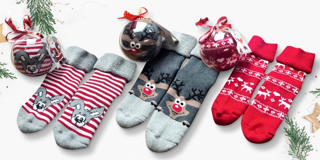 Termo ponožky v dárkové kouli: sob i los