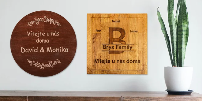 Dřevěné uvítací cedule s vlastním textem
