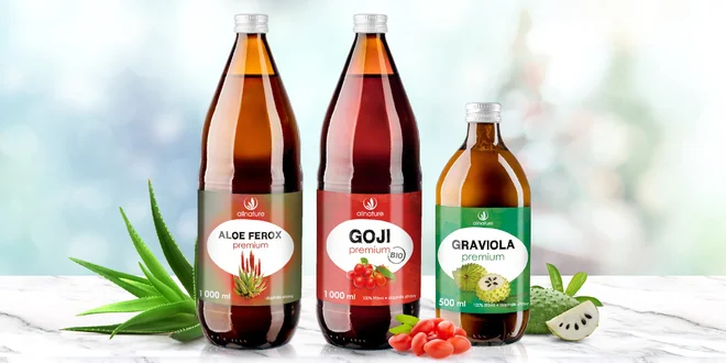 Doplňky stravy: šťávy z aloe, goji i gravioly
