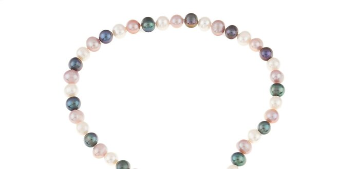 Dámský barevný perlový náhrdelník se srdíčkem Orchira