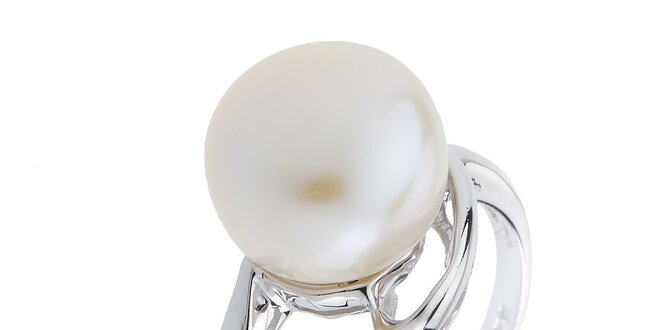 Dámský stříbrný prsten s bílou perlou Orchira
