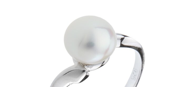 Dámský stříbrný prsten s bílou perlou Orchira