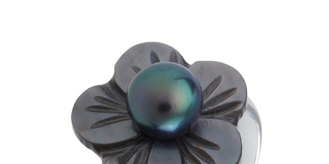 Dámský perleťový prstýnek s černou perlou Orchira