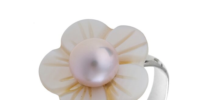 Dámský perleťový prstýnek s růžovou perlou Orchira