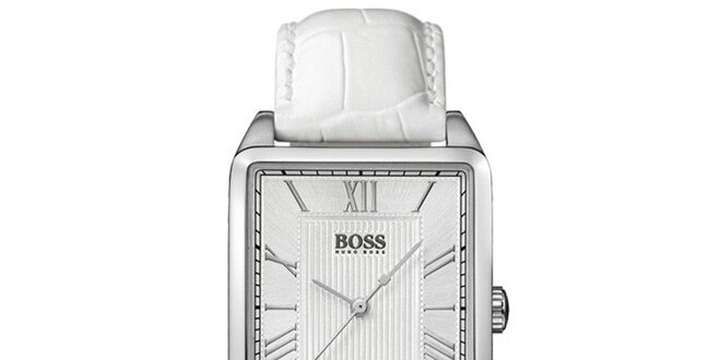 Dámské stříbrné hranaté hodinky s bílým ciferníkem Hugo Boss Orange