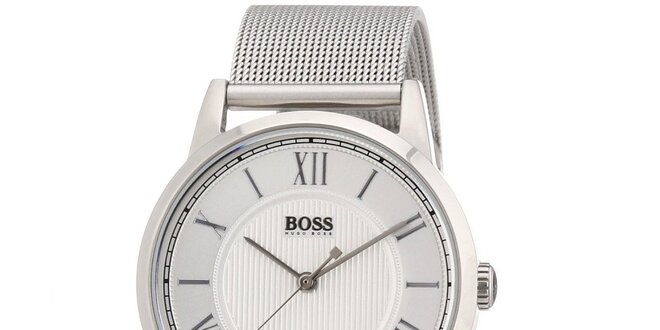 Dámské kulaté stříbrné hodinky s ocelovým tahem Hugo Boss Orange