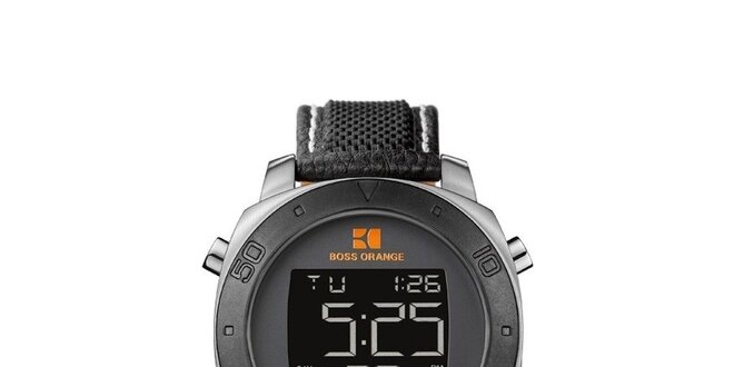 Pánské černé digitální hodinky Hugo Boss Orange